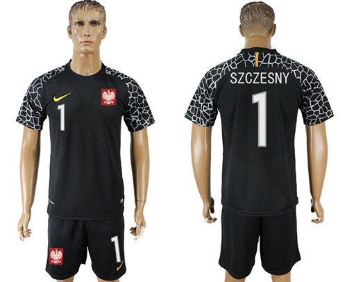 Poland #1 Szczesny Black Goalkeeper Soccer Country Jersey - Click Image to Close